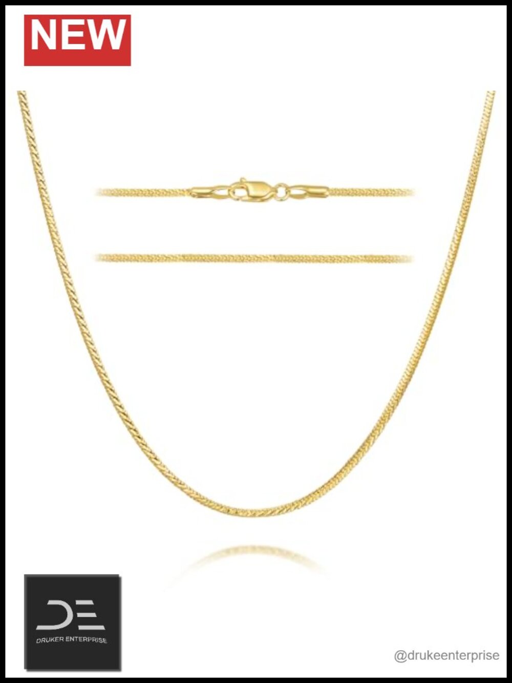 14K Gold Plated Snake Chain Necklace for Women Dainty Hypoallergenic Lobster